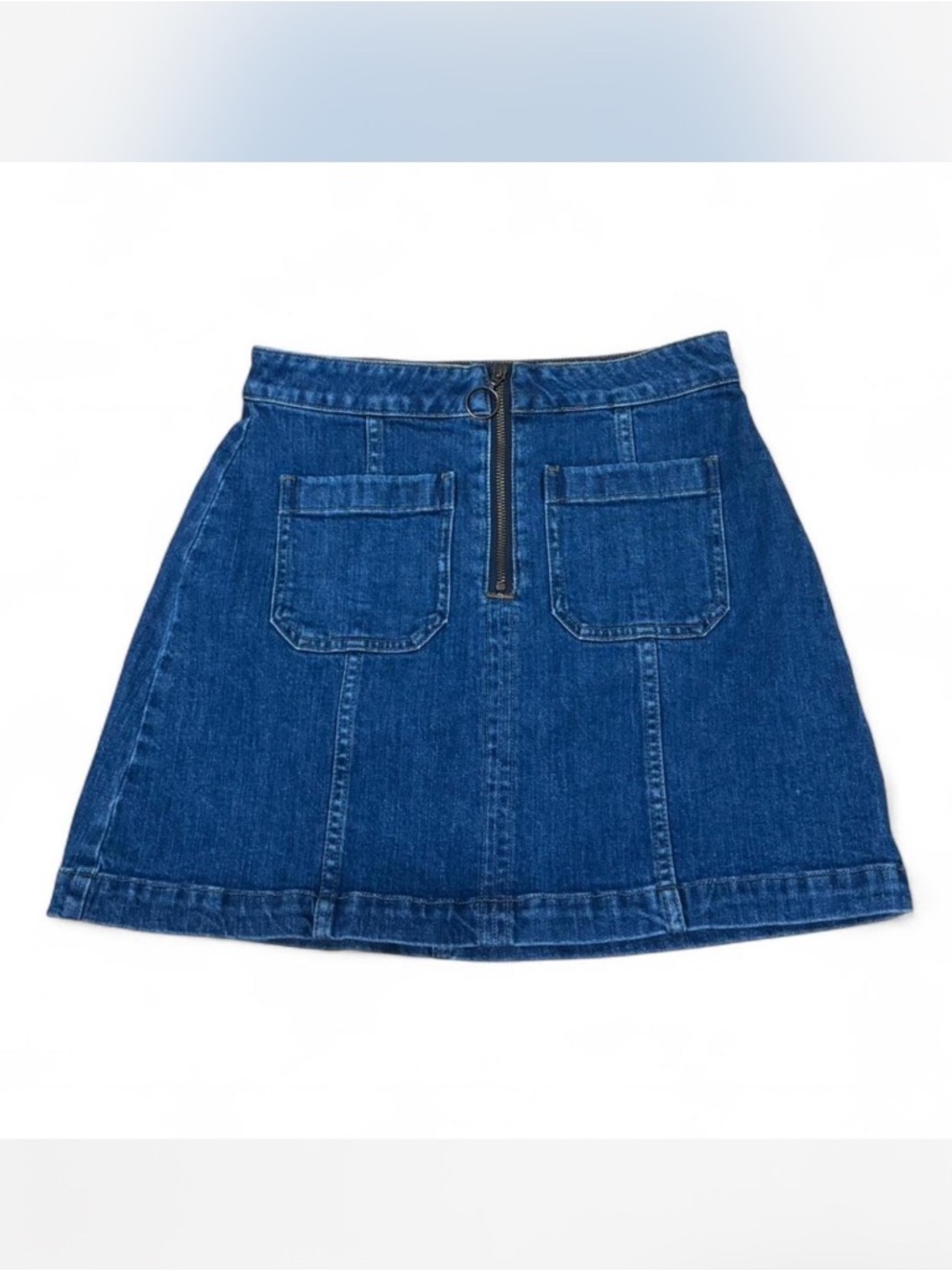 Madewell Denim A-Line Skirt with Front Pockets - Blue